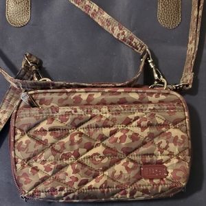 Lug Roundabout Crossbody Leopard Berry EUC